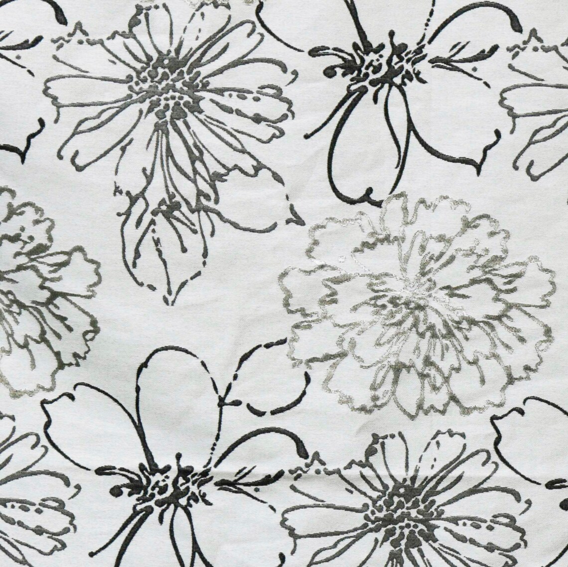 Black Grey Floral Fabric by the Yard Jacquard Fabric Etsy