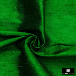 Emerald Green 100% Pure Silk Fabric By The Yard / Metre, 41 inch Pure Silk Dupioni Fabric, Wholesale Slub Silk fabric for Drapes, Curtains