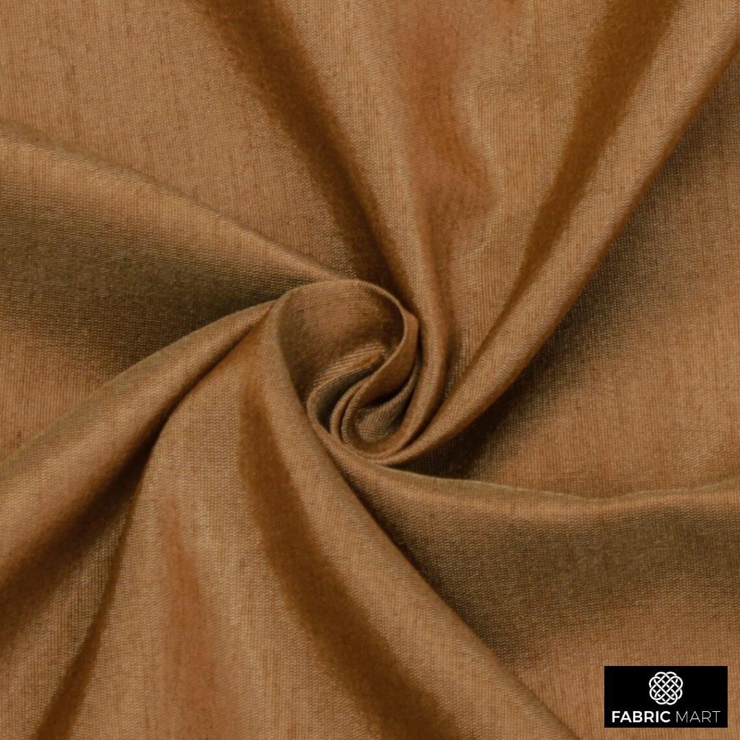 Dark Tan Art Silk Fabric By The Yard / Metre, Faux Silk Curtain Fabric, Dress Fabric, Wholesale Art Silk Fabric, Slub Faux Silk Fabric