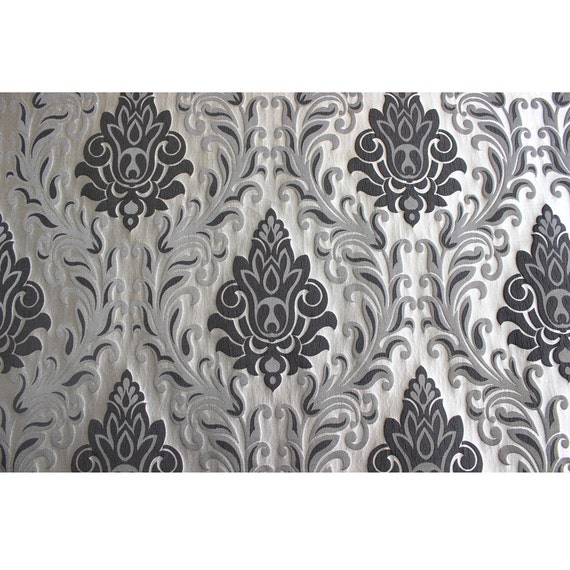 Dark Secret Damask Upholstery Fabric Curtain Fabric Upholstery Etsy