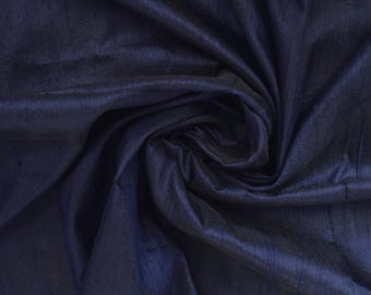 Tela de seda azul marino cortada a medida/metro, tela dupioni de seda azul marino de 41 pulgadas, tela de seda flameada al por mayor para cortinas y vestidos de novia.
