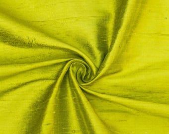 Tela de seda 100 % pura color chartreuse cortada a medida por metro, tela Dupioni de seda pura de 41 pulgadas, tela de seda flameada al por mayor para cortinas y visillos.