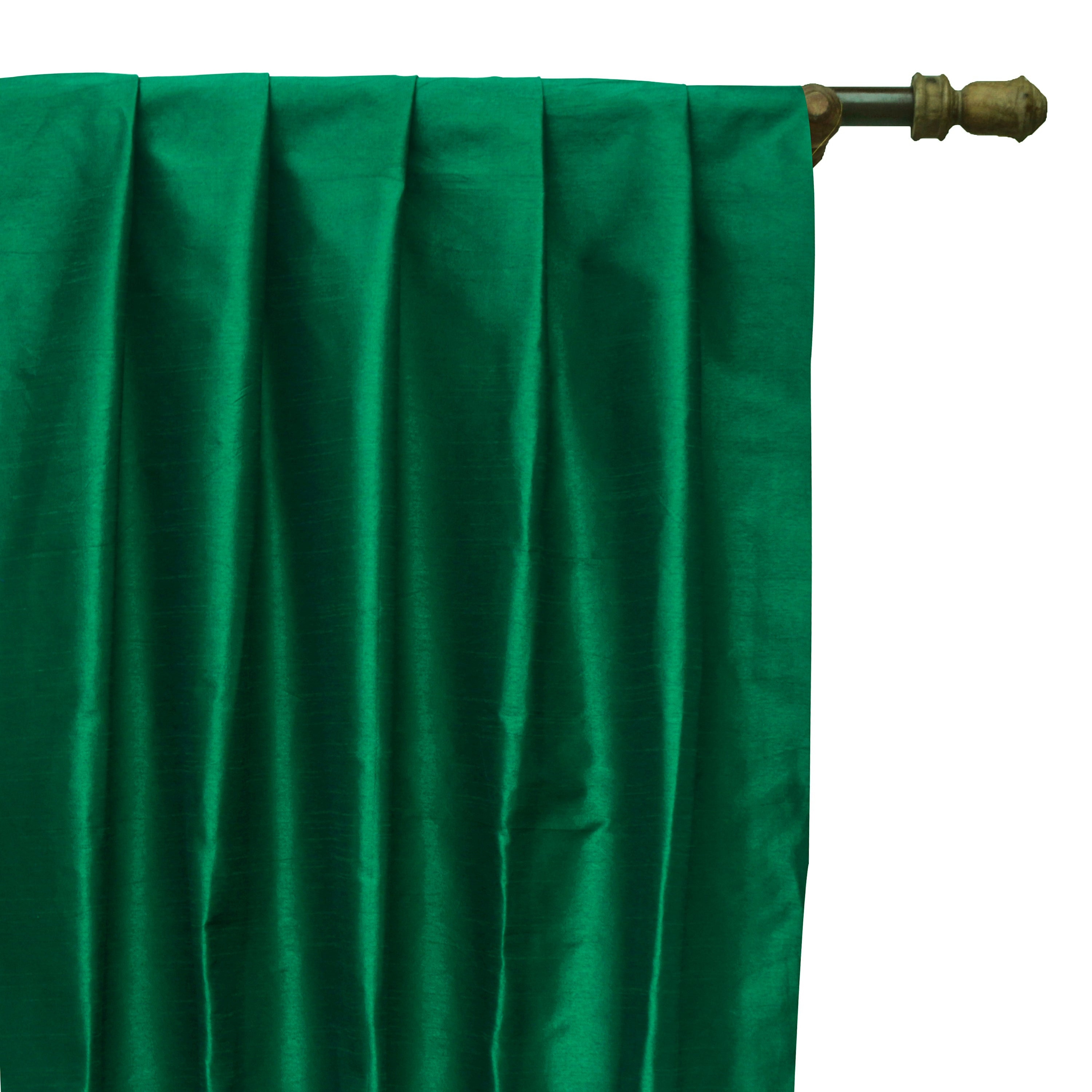 Dark Emerald Green Art Silk Curtain Panels Faux Silk Curtains Etsy