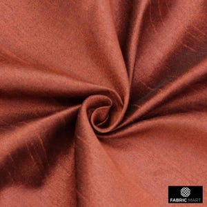 Rust Art Silk Fabric By The Yard / Metre, Faux Silk Curtain Fabric, Dress Fabric, Wholesale Art Silk Fabric, Slub Faux Silk Fabric