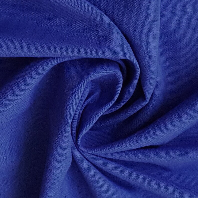 Royal Blue Cotton Linen Fabric by the Yard Decorative Linen Etsy