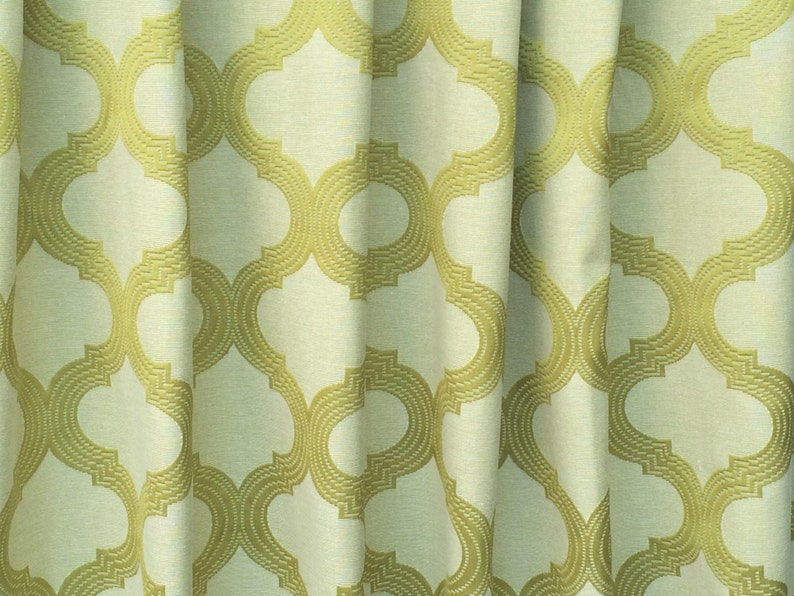 Geometric Lime Green Curtain Fabric By The Yard Upholstery Etsy