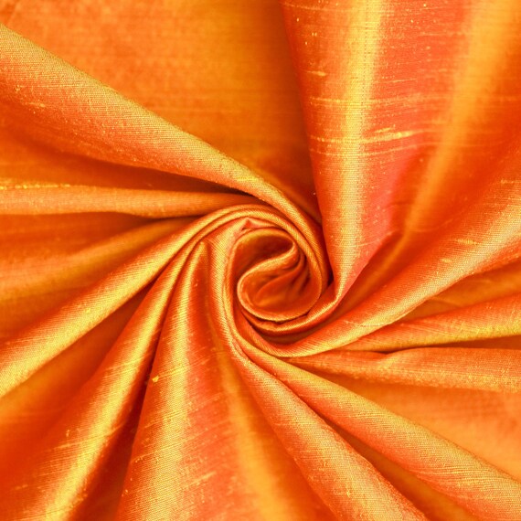 Saffron Orange Silk Fabric by the Yard 41 Inch Saffron Orange