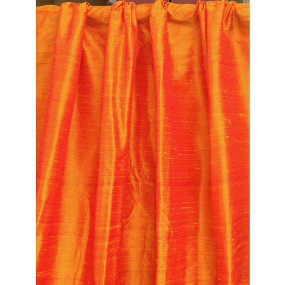 Saffron Orange 100 Percent Pure Silk Dupioni Grommet Lined Etsy