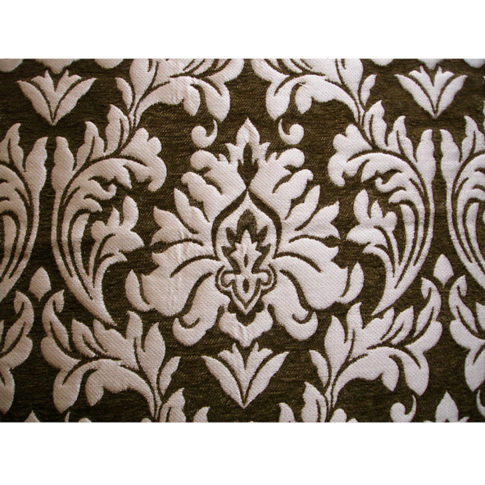 Olive Green Chenille Damask Curtain Fabric Upholstery Fabric Etsy