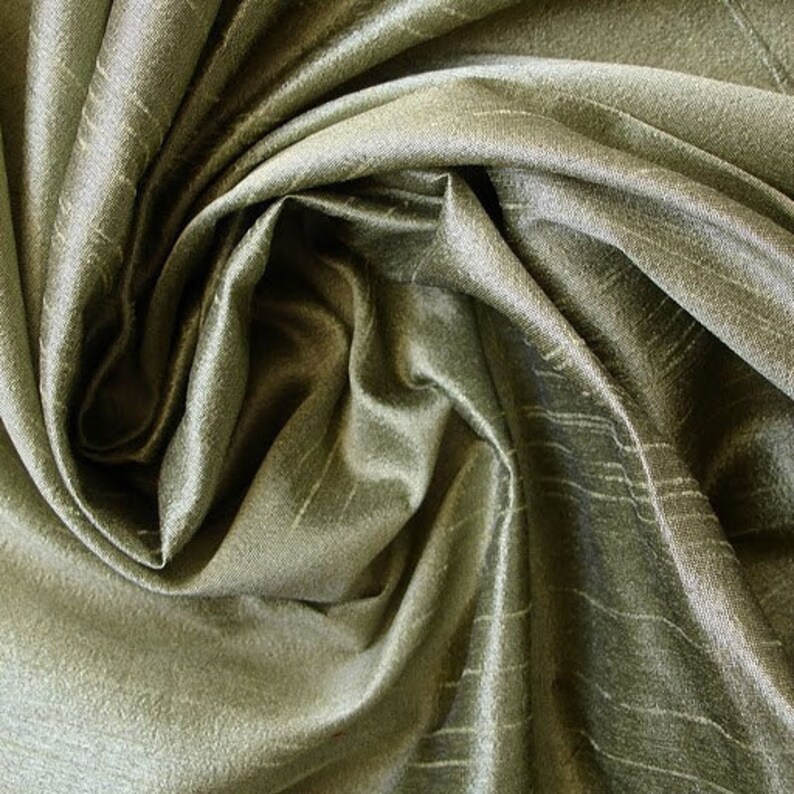 Dark Olive Green Art Silk Fabric 1 Yard Etsy