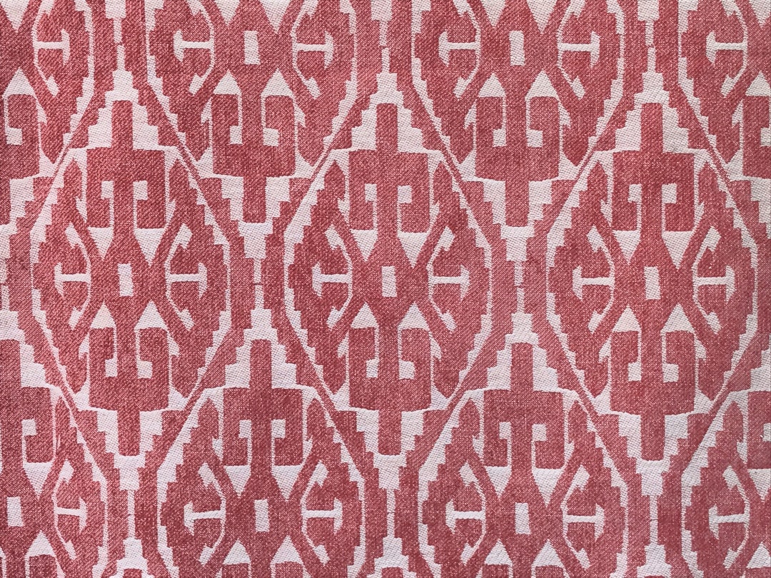 Moroccan Red and White Damask Curtain Fabric by the Yard Etsy