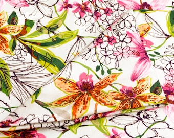Garden Blossom Printed Cotton Fabric By The Yard / Metre, Printed Cotton Fabric, Upholstery Fabric, Curtain Fabric, Wholesale Fabric, Sofa