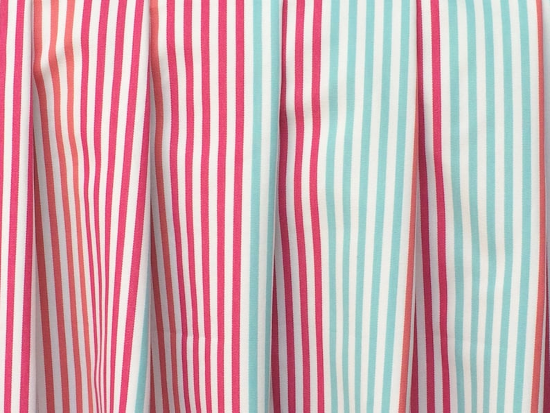 Coral and Mint Green Stripes Curtain Fabric By The Yard Upholstery Fabric Drapery Fabric Sofa Fabric Pillow Wholesale Fabric Fuchsia Pink