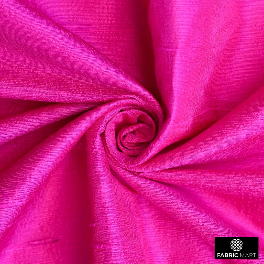 Fuchsia Pink Metallic Shantung Silk Fabric main image 0