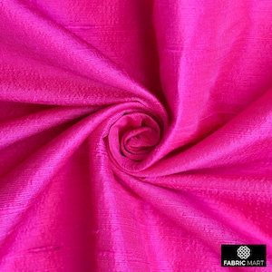 Fuchsia Pink Silk Fabric By The Yard / Metre, 41 inch Fuchsia Pink Silk Dupioni Fabric, Wholesale Slub Silk fabric for Bridal Dress, Curtain