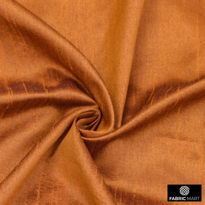 Rust Colorored Fabric Dark Rust Art Silk Fabric by the Yard / Metre, Faux Silk Curtain Fabric ...