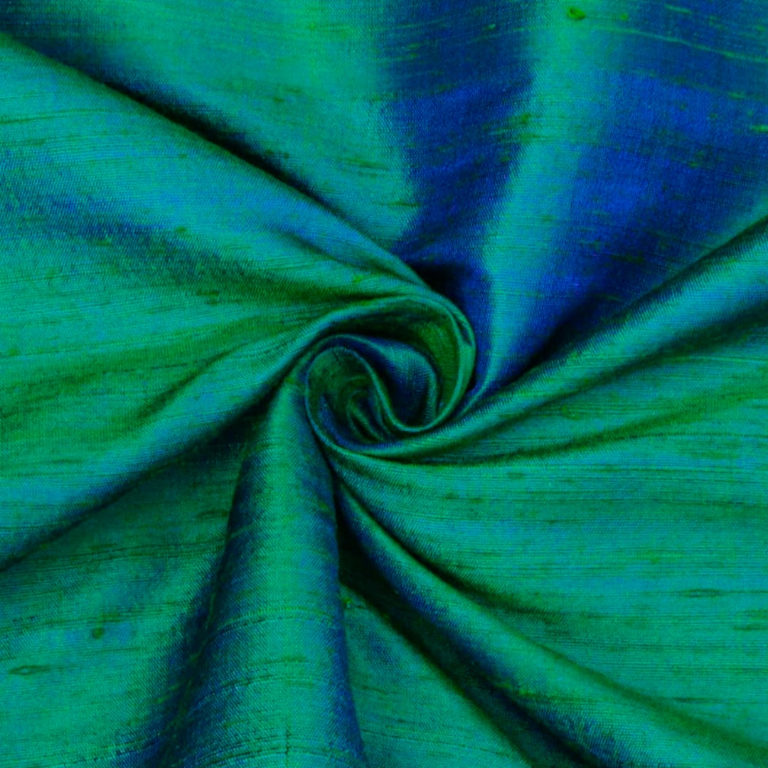 Fabric Mart Direct Peacock Blueish Green Faux Silk Fabric By The Yard, 42  inches or 107 cm width, 1 Yard Blue Silk Fabric, Slubeed Faux Silk, Bridal  Dress Silk Fabric, Wholesale Art