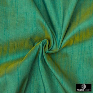 Aqua And Yellow Art Silk Fabric By The Yard / Metre, Iridescent Faux Silk Fabric, Bridal Fabric, Wholesale Art Silk, Slub Silk, Two Tone