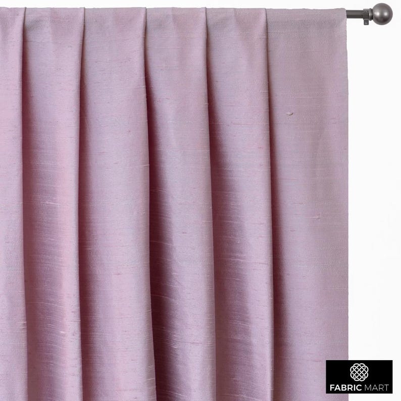 Pastel Lilac 100% Pure Silk Fabric By The Yard / Metre, 41 inch Pure Dupioni Silk Fabric, Lustrous Slubbed Silk fabric for Curtains, Dresses image 5