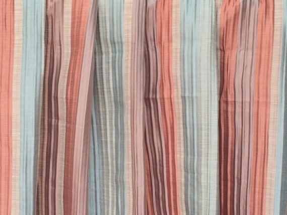 Peach And Teal Stripes Curtain Drapes Custom Curtains Panel Window Curtains Valance Bedroom Curtains Window Treatment Door Curtains For Sale