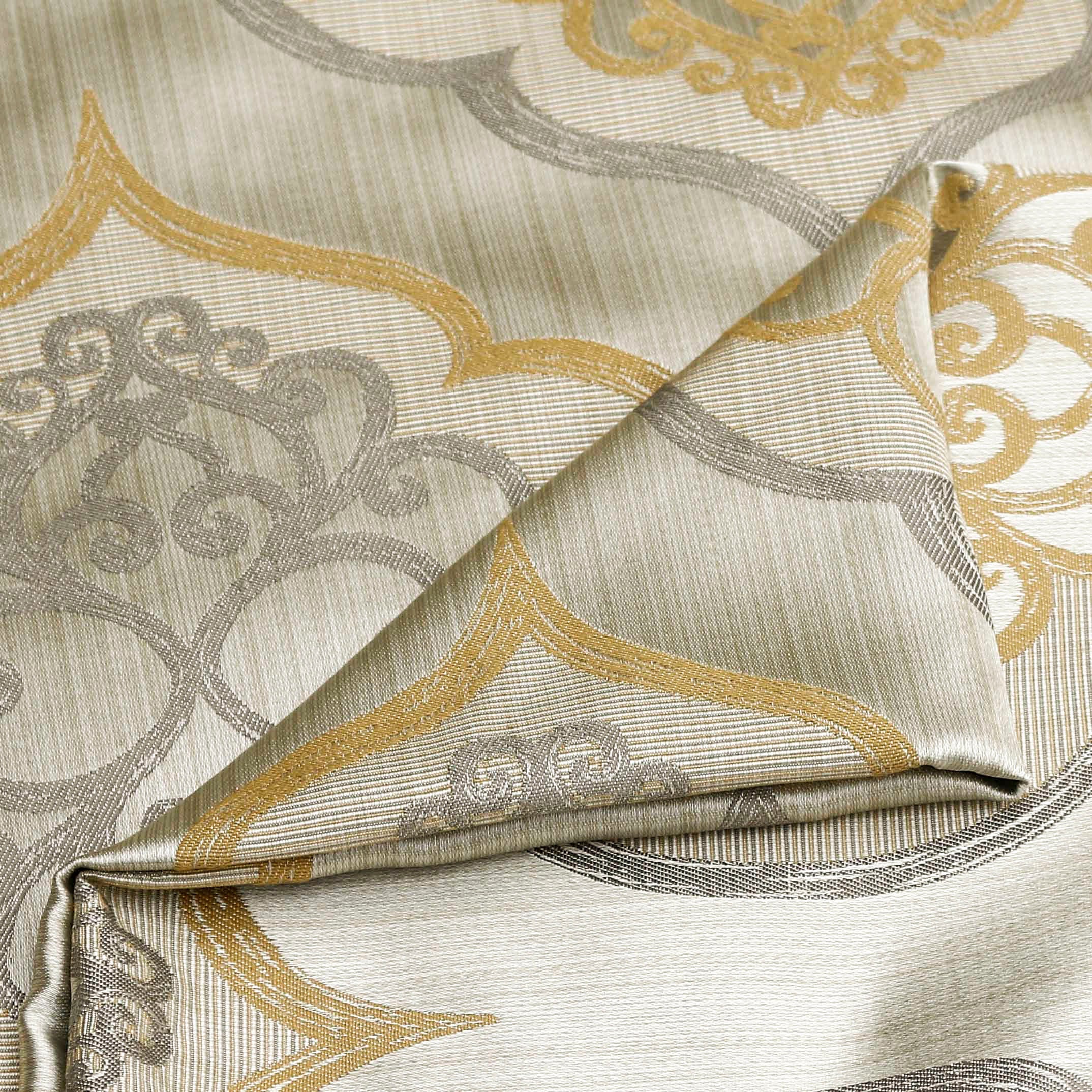 Geometric Light Gold Damask Fabric By The Yard Jacquard Etsy