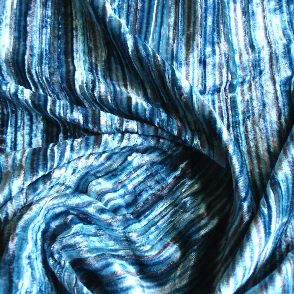 Aqua Swirls Velvet Fabric With Pinstripes Technique Fabric Etsy Australia