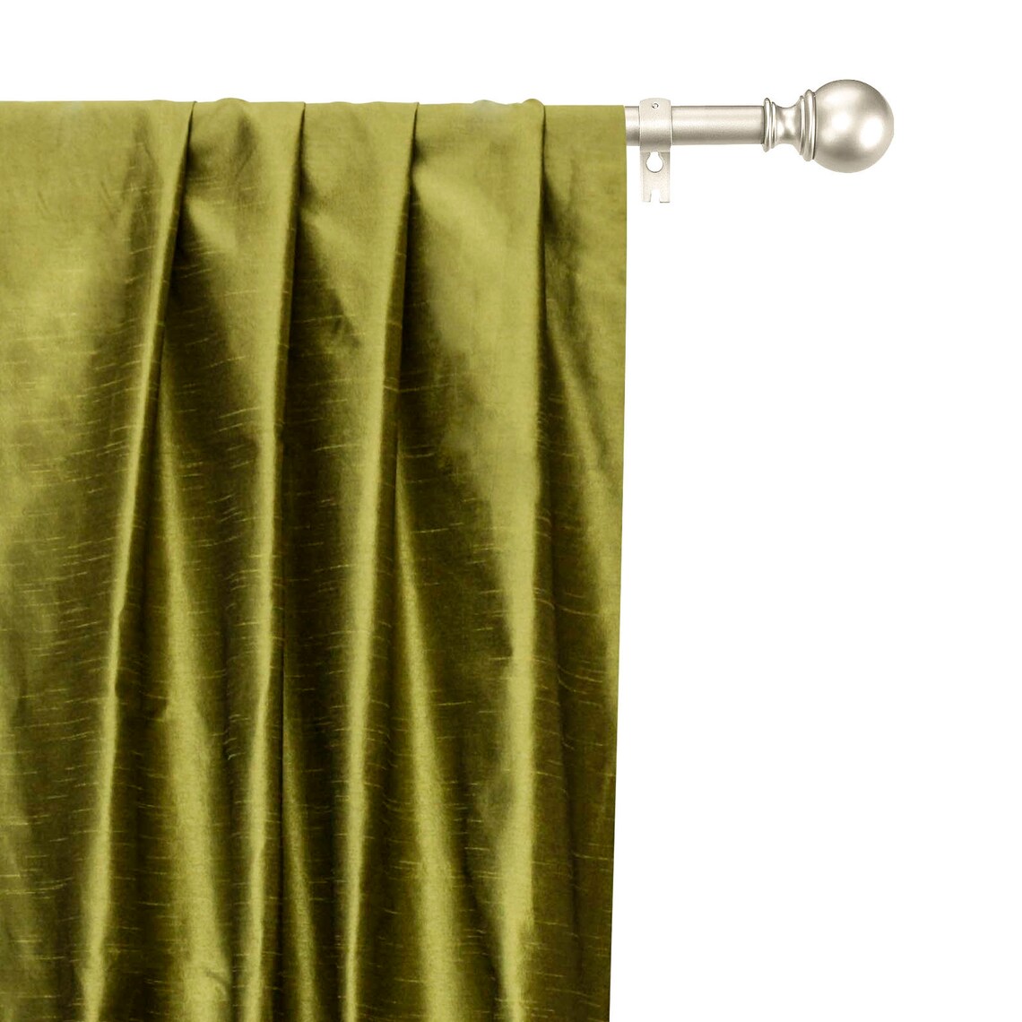 Olive Green Art Silk Curtain Panels Faux Silk Curtains Rod Etsy