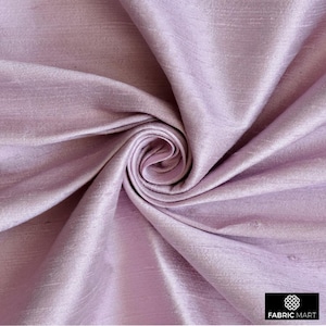 Pastel Lilac 100% Pure Silk Fabric By The Yard / Metre, 41 inch Pure Dupioni Silk Fabric, Lustrous Slubbed Silk fabric for Curtains, Dresses image 1