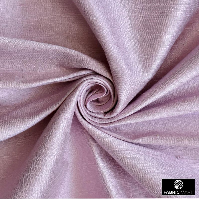 Pastel Lilac 100% Pure Silk Fabric By The Yard / Metre, 41 inch Pure Dupioni Silk Fabric, Lustrous Slubbed Silk fabric for Curtains, Dresses image 1