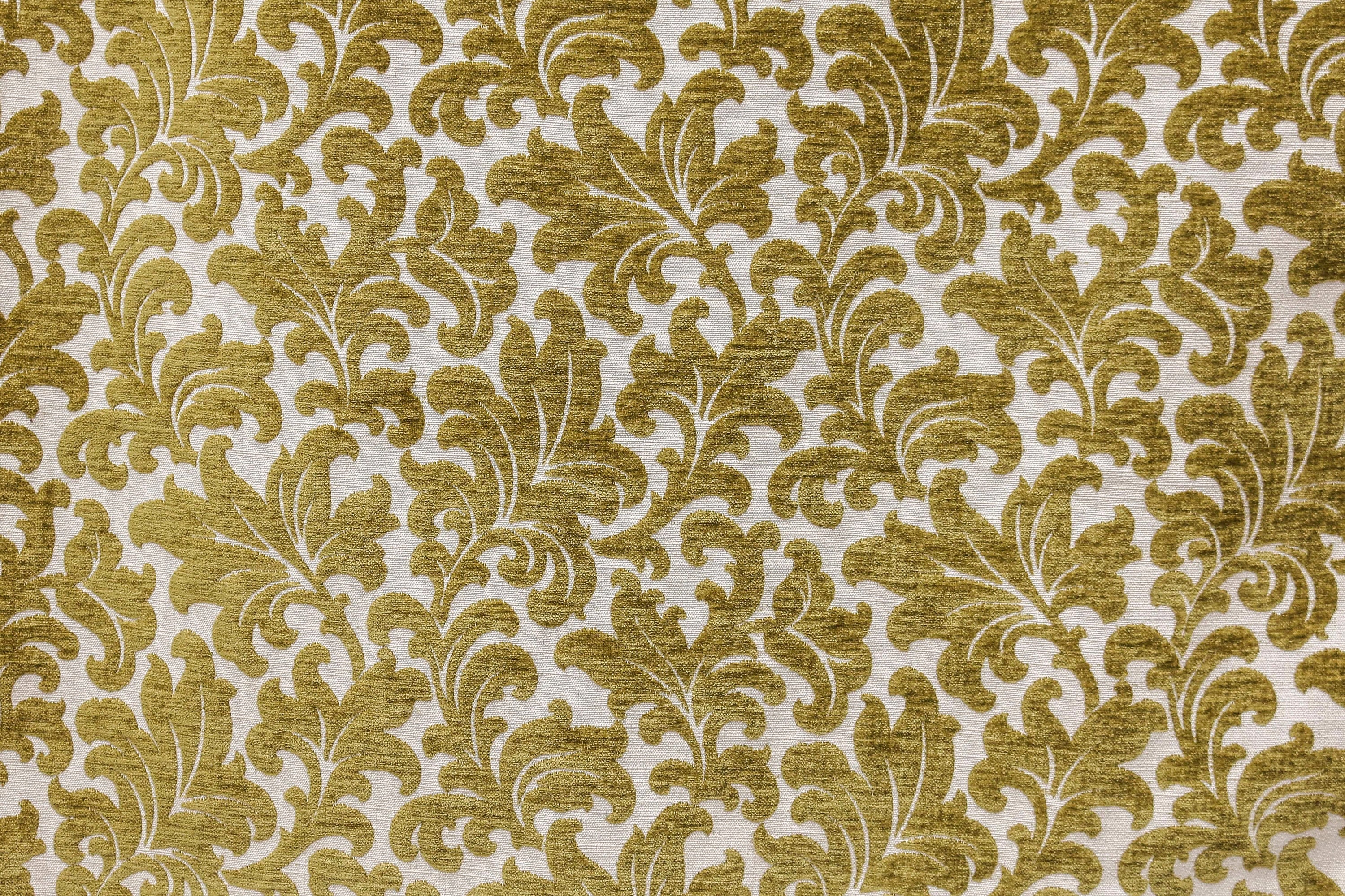 Chartreuse Damask Velvet Fabric By The Yard, Jacquard Velvet Fabric,  Upholstery in 2023