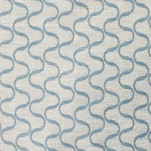 Teal Blue Waves Curtain Fabric By The Yard / Metre, Upholstery Drapery Fabric, Window Treatment Fabric, Sofa Fabric Floral Wholesale Fabric