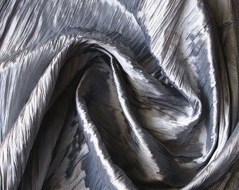 Silver Gray Crushed Faux Silk Fabric By the Yard, Faux Silk Curtain Fabric, Dress Fabric, Wholesale Art Silk Fabric