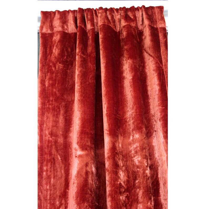 Rust Velvet Curtains 52x84 Rod Pocket Curtain Etsy