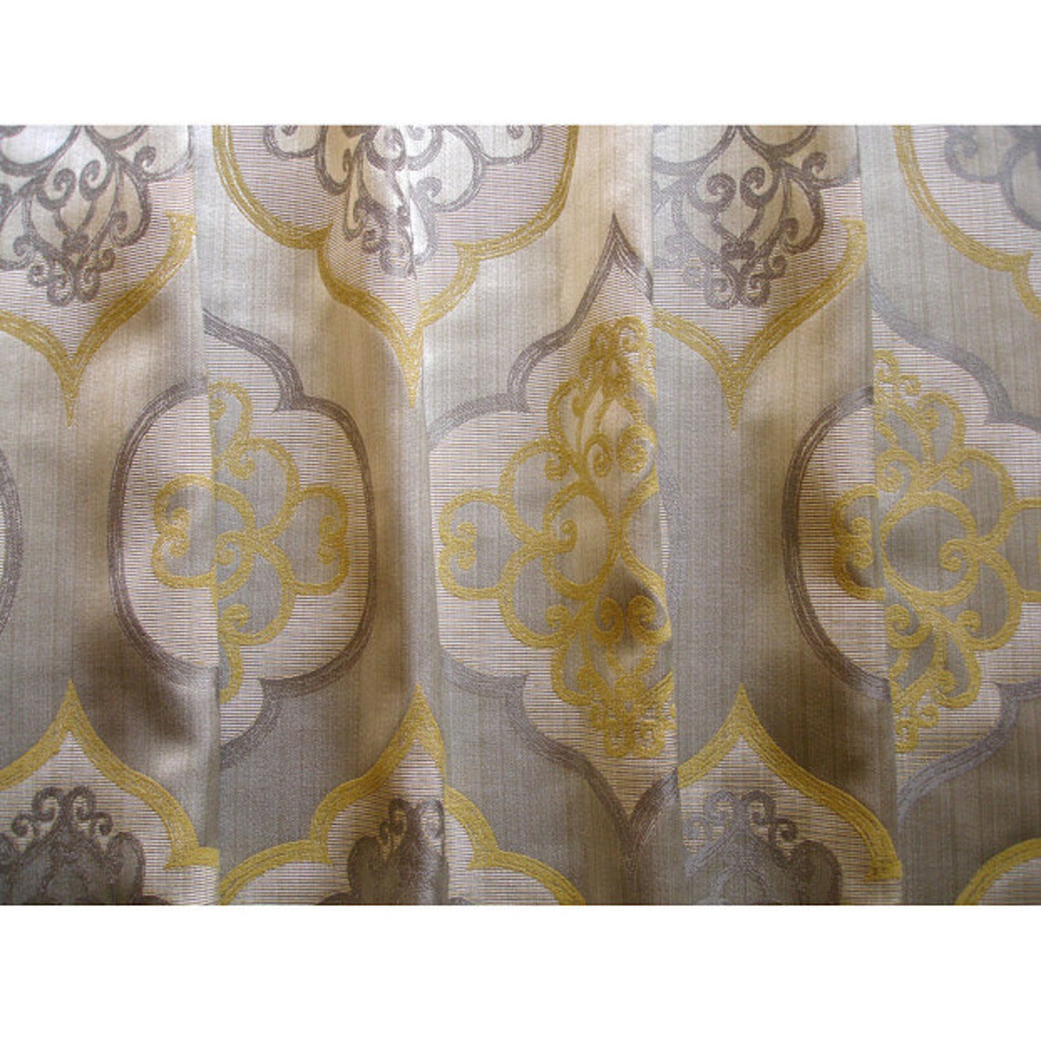 Geometric Light Gold Damask Curtain Fabric Upholstery Fabric Etsy