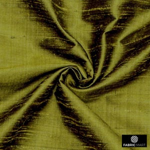 Olive Green 100% Pure Silk Fabric By The Yard / Metre, 41 inch Pure Silk Dupioni Fabric, Wholesale Slubbed Silk fabric for Dresses, Curtains