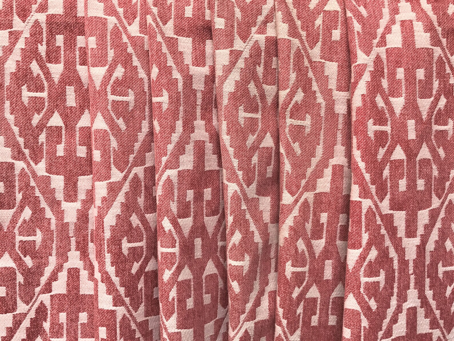 Moroccan Red and White Damask Curtain Fabric by the Yard Etsy
