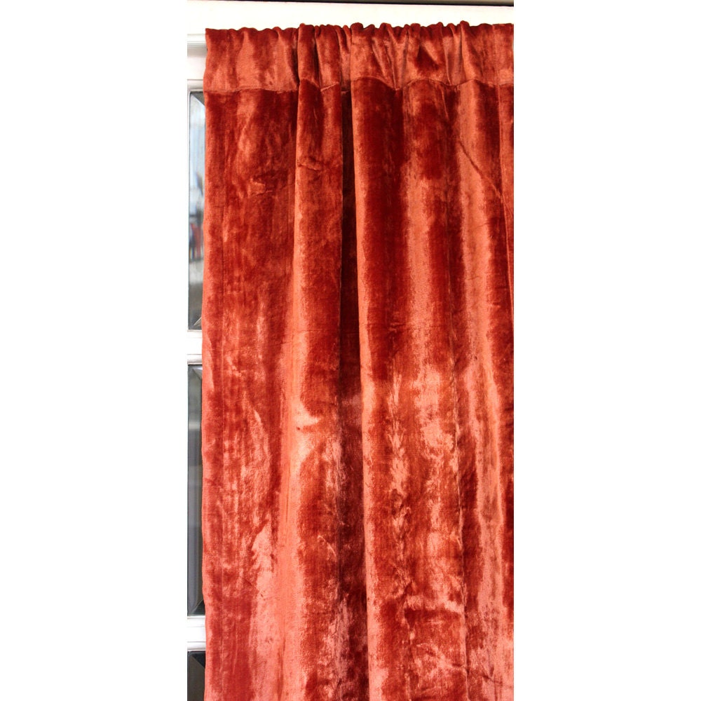 Rust Velvet Curtains 52x84 Rod Pocket Curtain Etsy