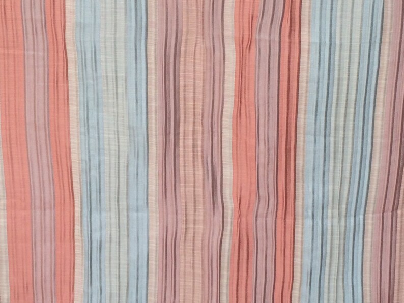 Peach and Teal Stripes Curtain Fabric by the Yard Upholstery Etsy