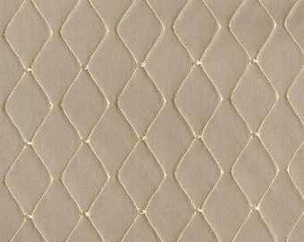 Beige Diamonds Geometric Embroidered Fabric By The Yard, Viscose Embroidered Fabric, Upholstery Fabric, Curtain Fabric, Wholesale Fabric