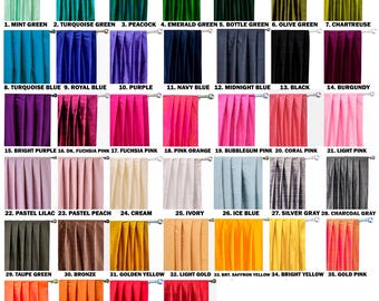 100% Pure Silk Curtains (Rod Pocket,Grommet,Box Pleat,Three Pinch Pleat,Tab Top and Plain Ring Top)**Please Mention Color Name In Order Note