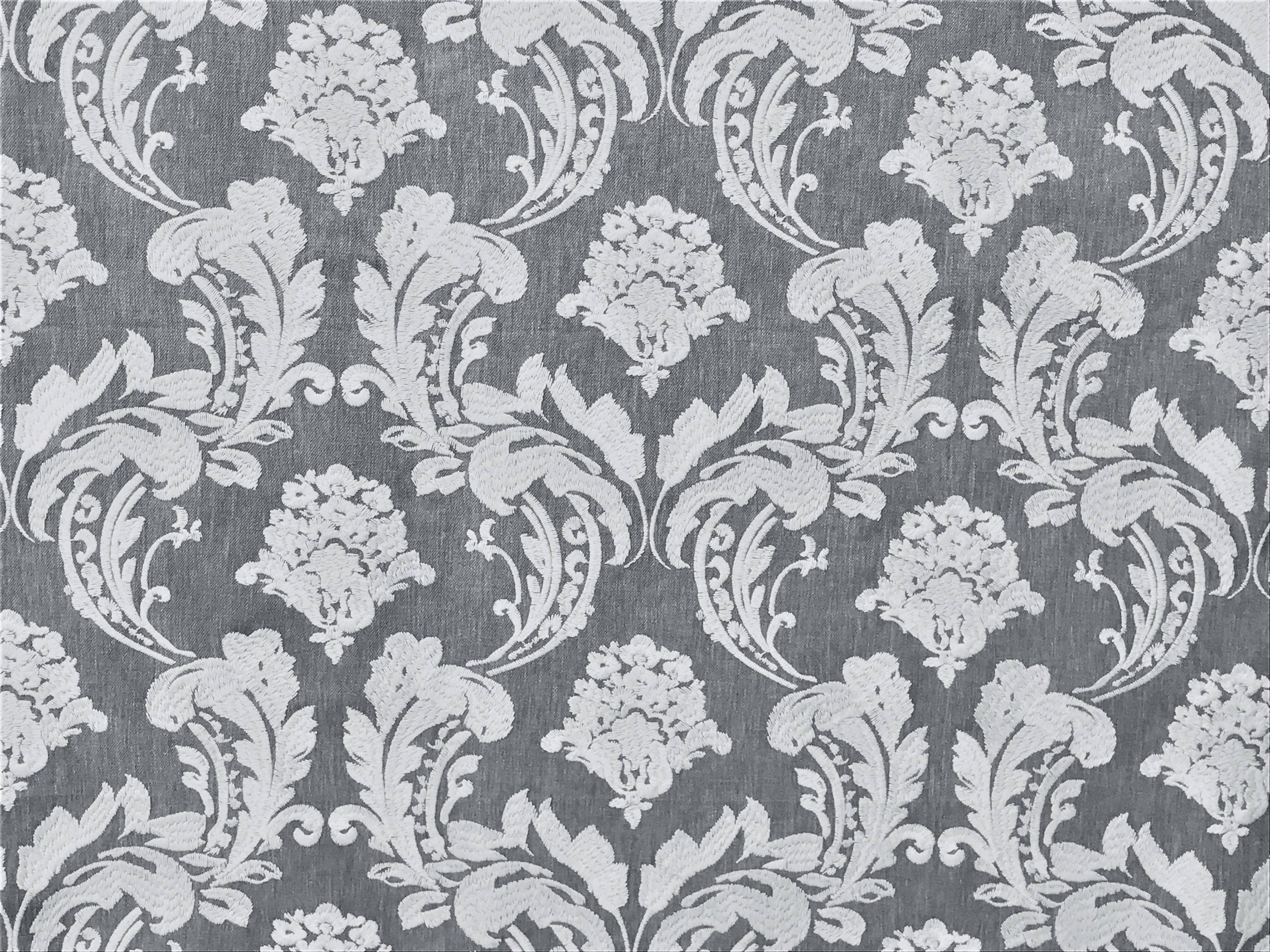 Gray & White Embroidery Damask Curtain Fabric by the Yard Etsy