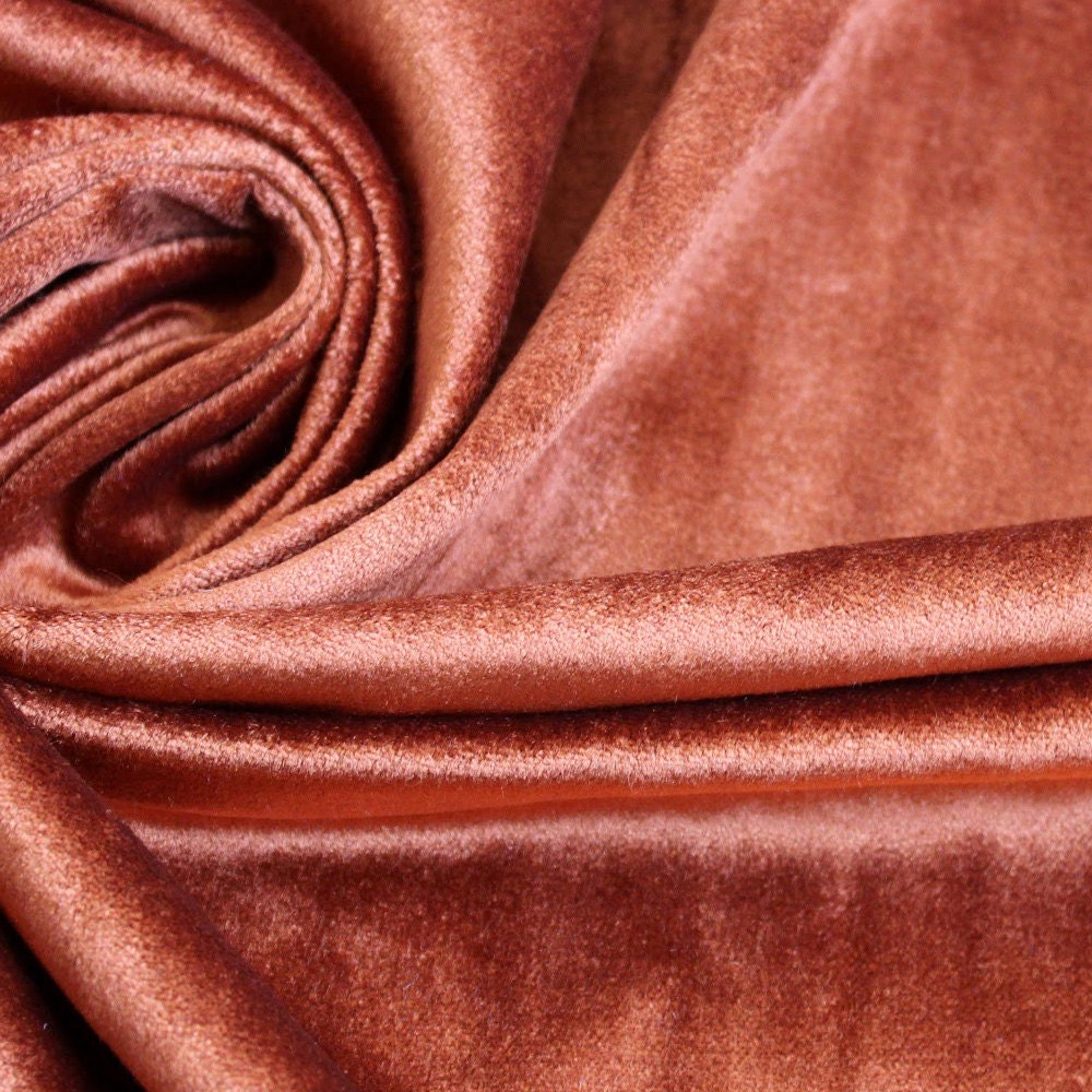 Rust Cotton Velvet Upholstery Weight Fabric Commercial Curtain Etsy