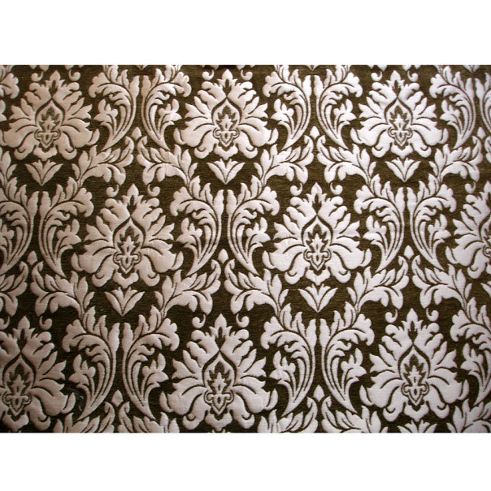 Olive Green Chenille Damask Curtain Fabric Upholstery Fabric Etsy