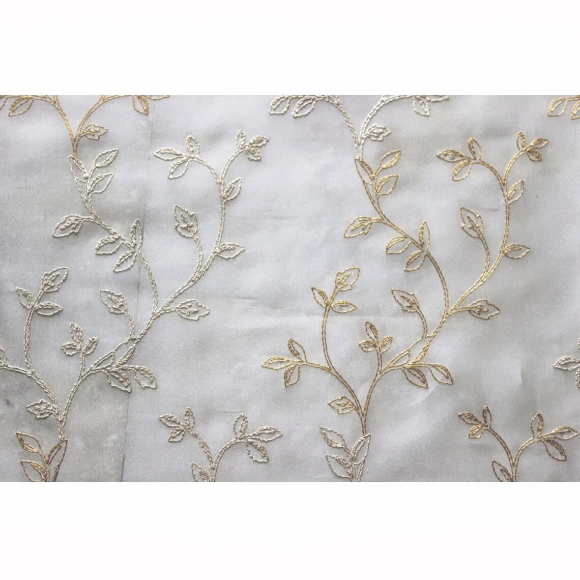 Royal Leaves Embroidered Sheer Curtain Fabric Drapery Window Etsy