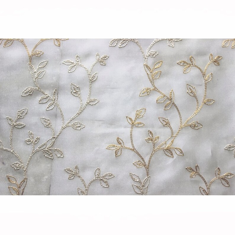 Royal Leaves Embroidered Sheer Curtain Fabric Drapery Window Etsy