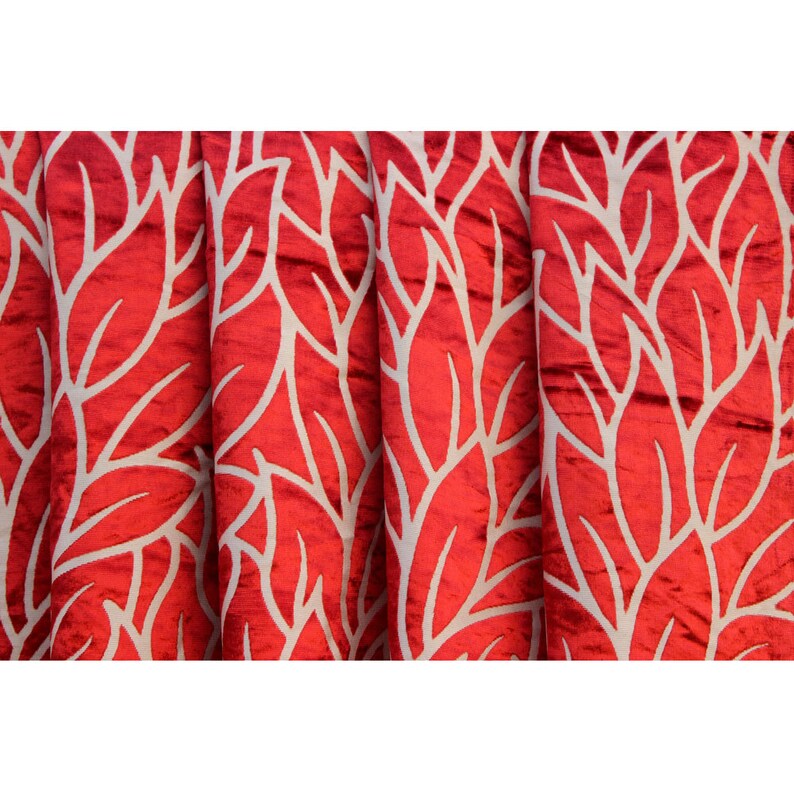 Cayenne Red Leaves Fabric by the Yard Upholstery Fabric Etsy