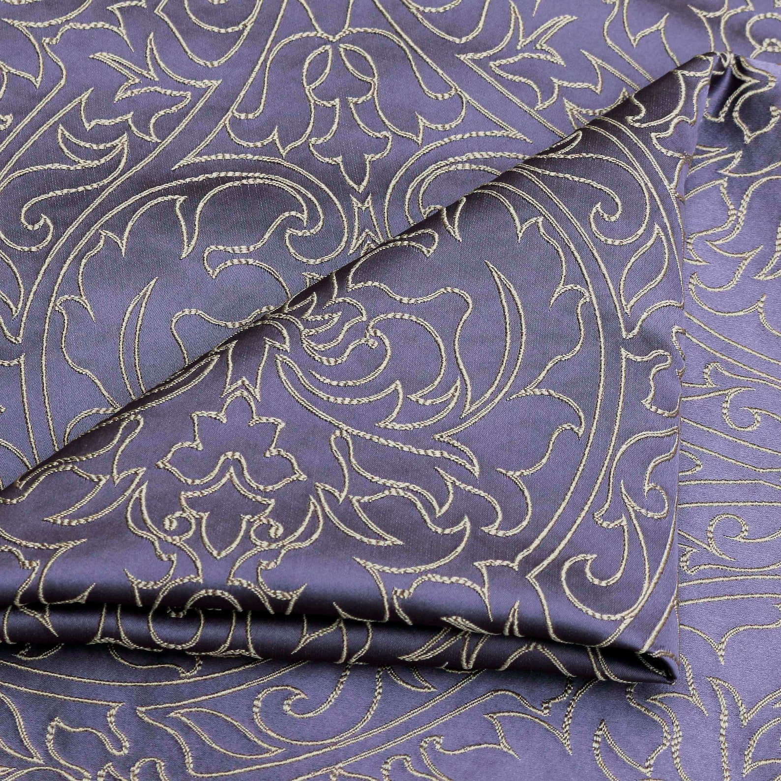 Purple Damask Embroidered Fabric by the Yard Jacquard Etsy