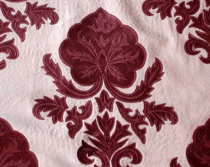 Crimson Printed Damask Velvet Fabric With Printing Etsy