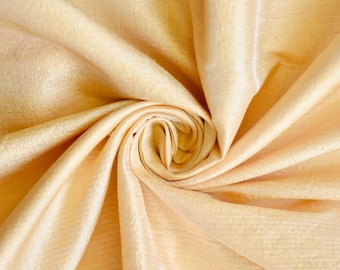 Light Gold Silk Fabric By The Yard / Metre, 41 inch Light Gold Dupioni Silk Fabric, Wholesale Slub Silk fabric for Curtains, Wedding Dress
