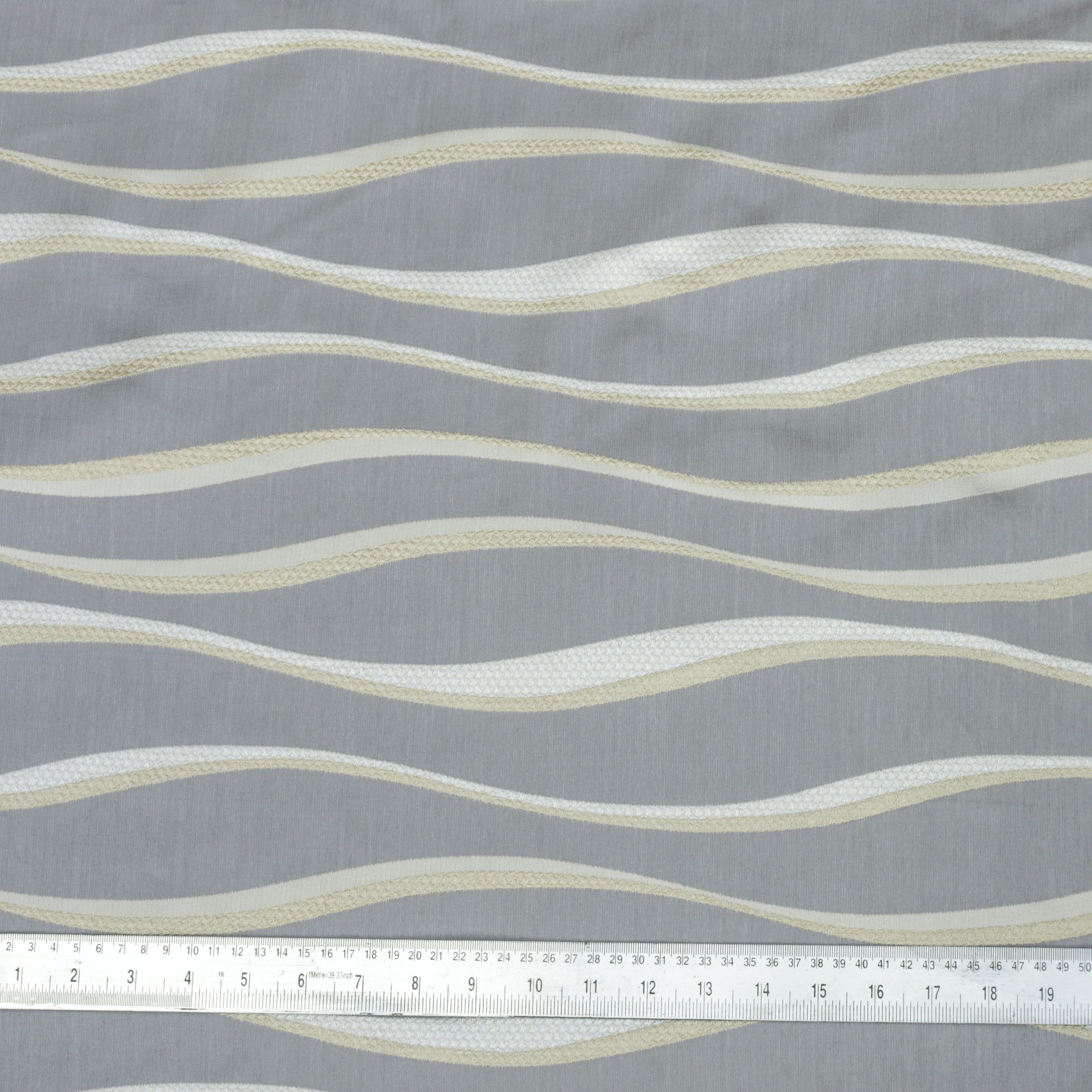 Ivory & Gold Stripes Jacquard Weave Fabric by the Yard / Metre ...